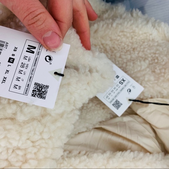 ZARA Cream faux shearling fur teddy bear jacket - Picture 8 of 9